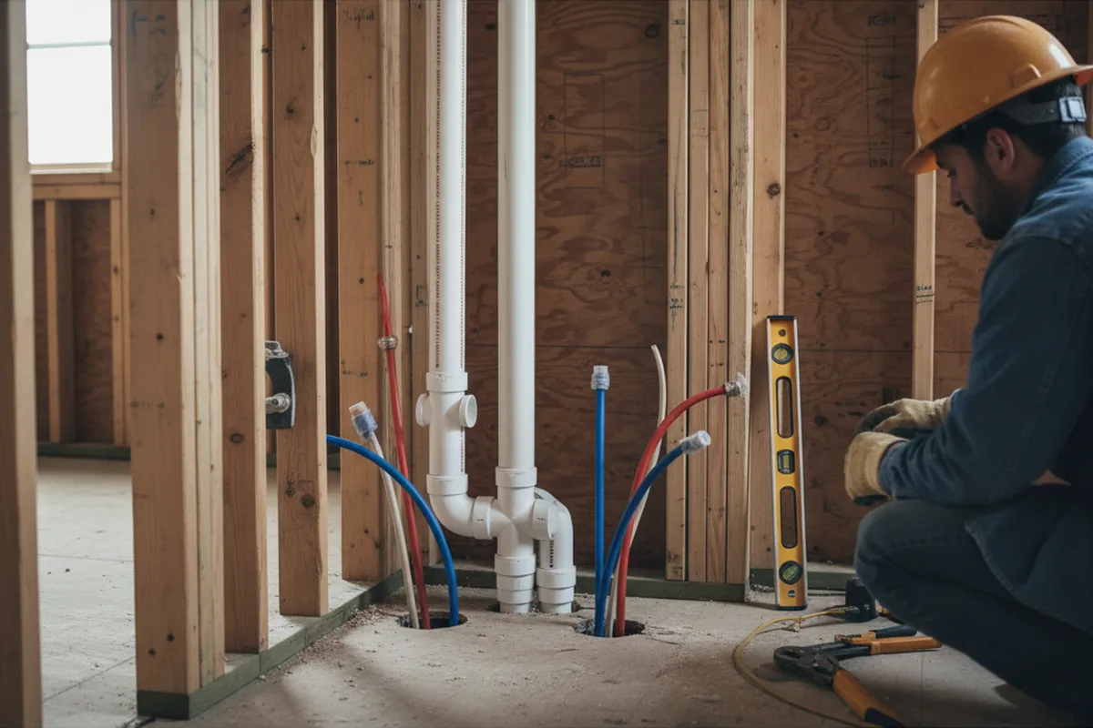 Drain and supply rough-in during Drain Cleaning in Gig Harbor