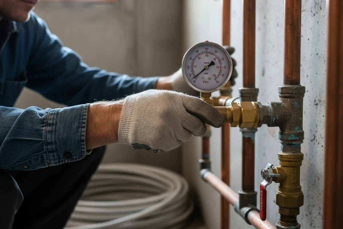 Pressure testing a repaired line during Water Line Repair in Gig Harbor